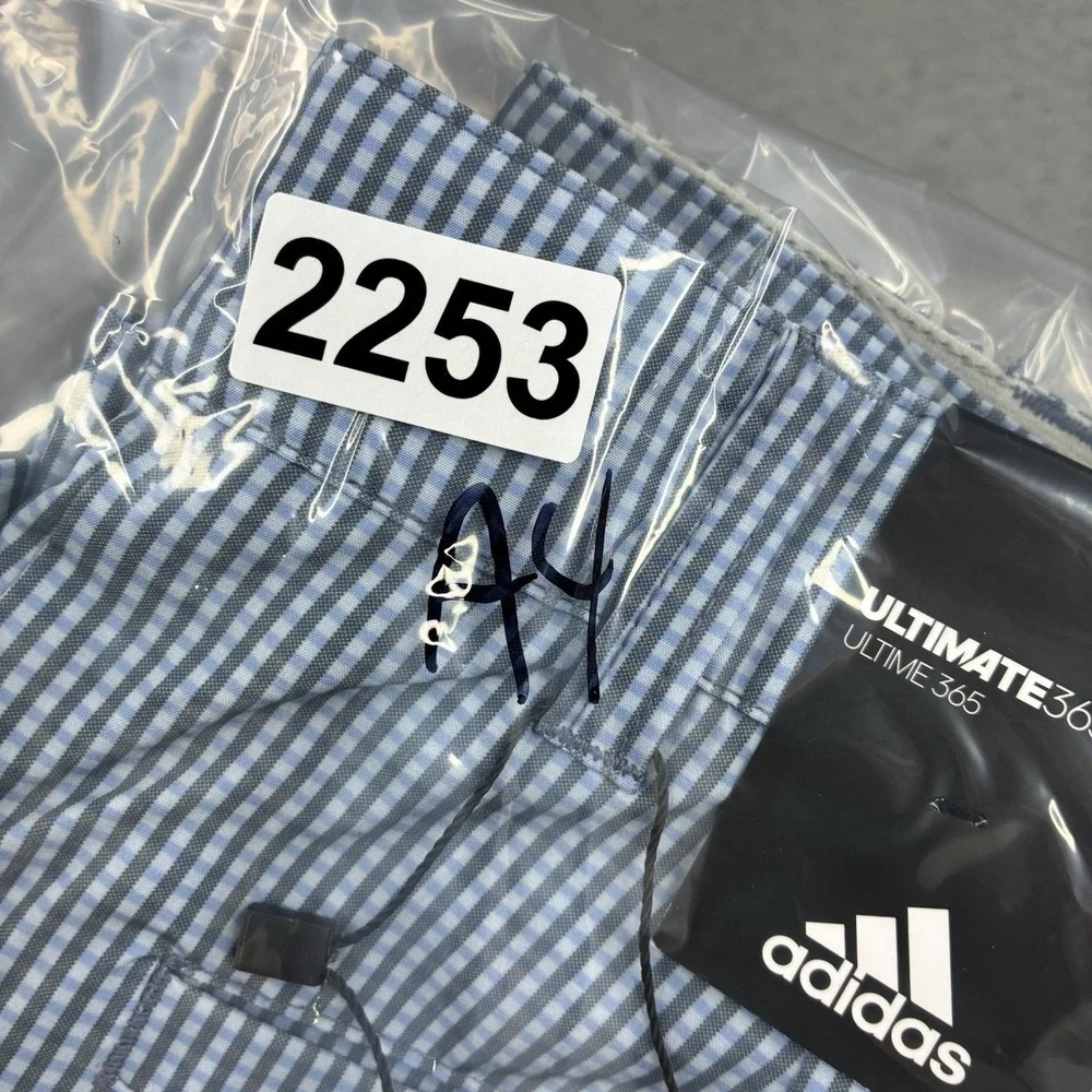 Adidas Ultimate365 Golf Shorts Men's 32 Blue Gray Gingham Woven Tech NEW